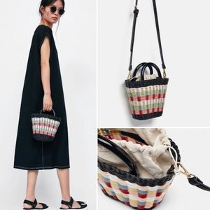 Zara Woven Basket Crossbody Bag